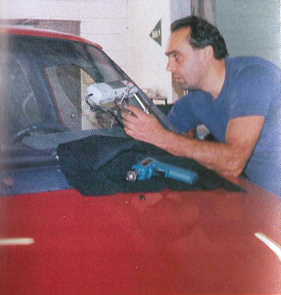 Jeff repairing windshield
